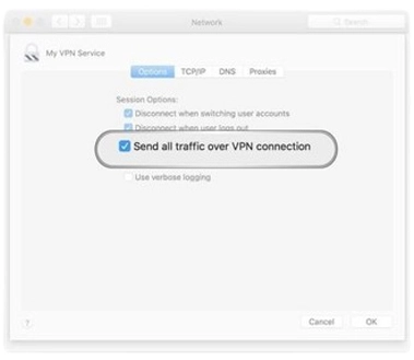 Send all traffic over VPN connection